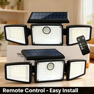 Solar Guard 2-Pack Security Lights with Remote Control Motion Sensor 3 Adjustable Panels IP65 Waterproof for Driveway Garage Home Safety Easy Install Solar Powered Instant Security Zero Wires All Weather Tough