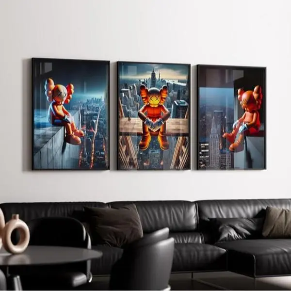 Hypebeast Kaws Sitting on Building Set of 3, Printable Kaws, Hypebeast Poster, Kaws Figure, Hypebeast Decor, Kaws Wall Art, digital Download