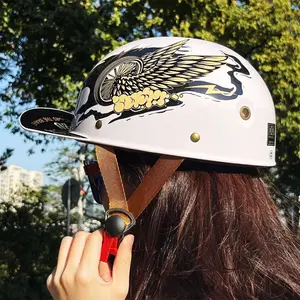 Half Helmet Retro Style Motorcycle Helmet ABS Material Unisex Safety Riding Cap for Electric Motorcycles & Scooters f7