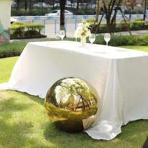 Gazing Globe Mirror Ball Reflective Hollow Stainless Steel Gold Sphere - Decorative Garden Display Ornament 22"