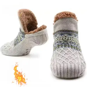 Unisex Plush Velvet Slipper-Style Floor Socks - Coral, Minimalist, Basic, Super Warm, Non-Slip, Smooth, Comfortable Winter Sleep Socks, Fits Lady & Men, Casual Cold-Weather Home Wear