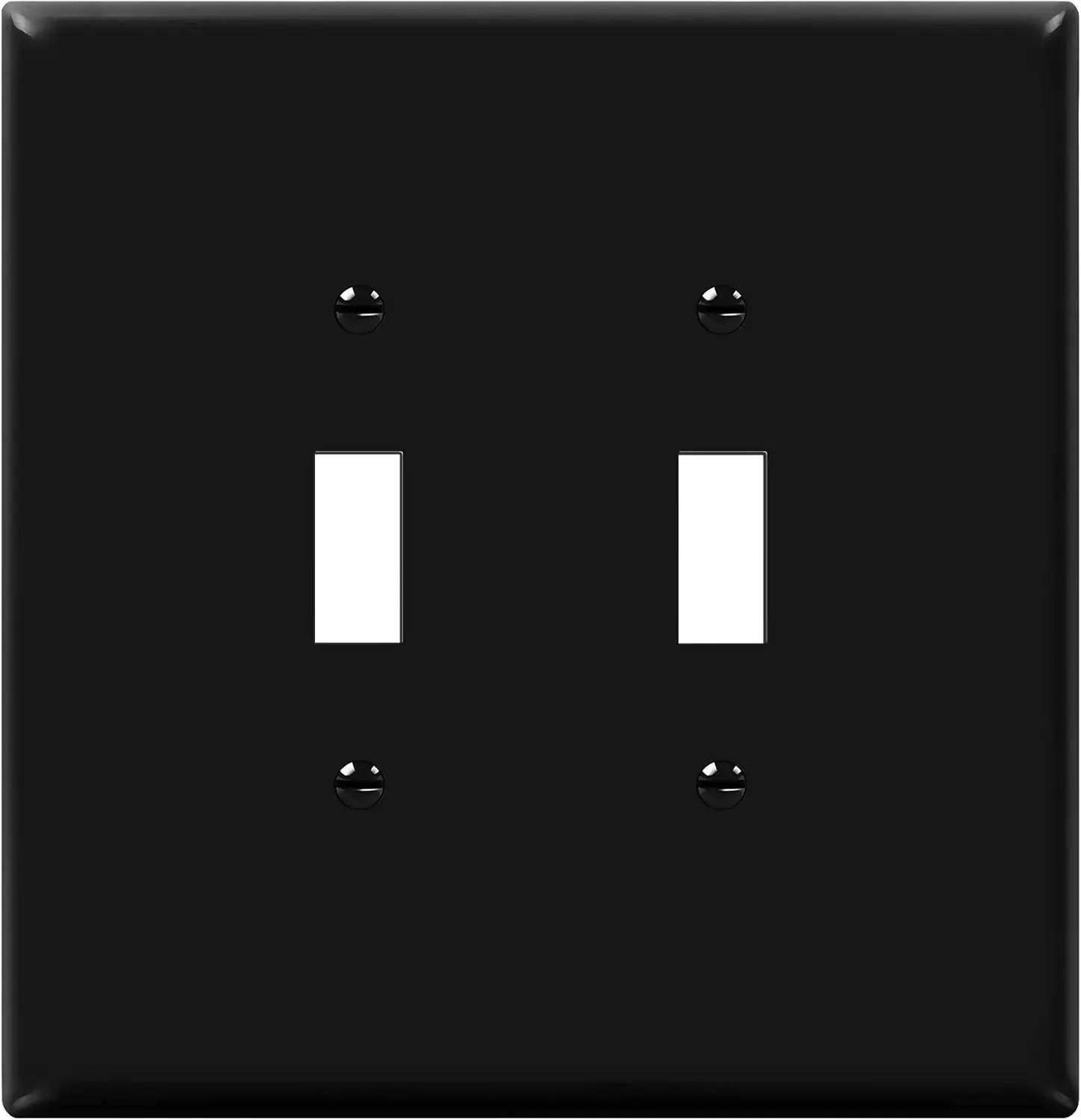 ENERLITES Double Toggle Switch Cover, Two Gang Light Switch Wall Plate, Gloss Finish, Oversized 2-Gang 5.5" X 5.5", Unbreakable Polycarbonate Thermoplastic, UL Listed, 8812O-BK, Black ENERLITES