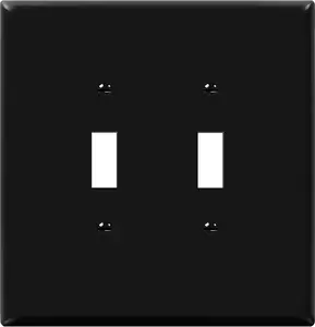 ENERLITES Double Toggle Switch Cover, Two Gang Light Switch Wall Plate, Gloss Finish, Oversized 2-Gang 5.5" X 5.5", Unbreakable Polycarbonate Thermoplastic, UL Listed, 8812O-BK, Black ENERLITES