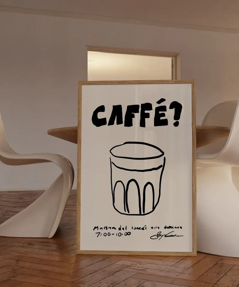 Caffe Poster, Cafe Poster, Retro Coffee Poster, Espresso Print, Coffee Bar Decor, Modern Kitchen Art