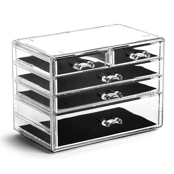 THE MANHATTAN SERIES Acrylic Makeup Drawer Organizer- 2 Drawer Short | Clear Beauty Organizers and Storage| Cosmetic & Makeup Drawer| Home Organization| Jewelry & Vanity Accessories Drawers