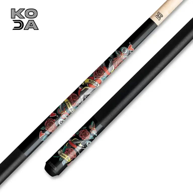 KODA Red Rose Billiards Cue - Beginner-Friendly, Stylish, Irish Linen Wrap, Metallic Black, Unique Snooker Stick for Billiards & Snooker Sports