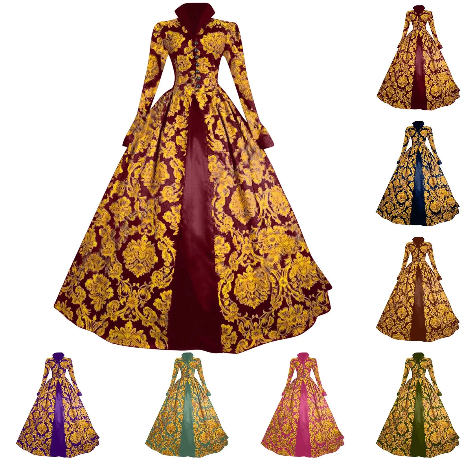 Medieval Punk Dress Cosplay Halloween Costumes Women Palace Carnival Party Disguise Princess Female Victorian Vestido Robe