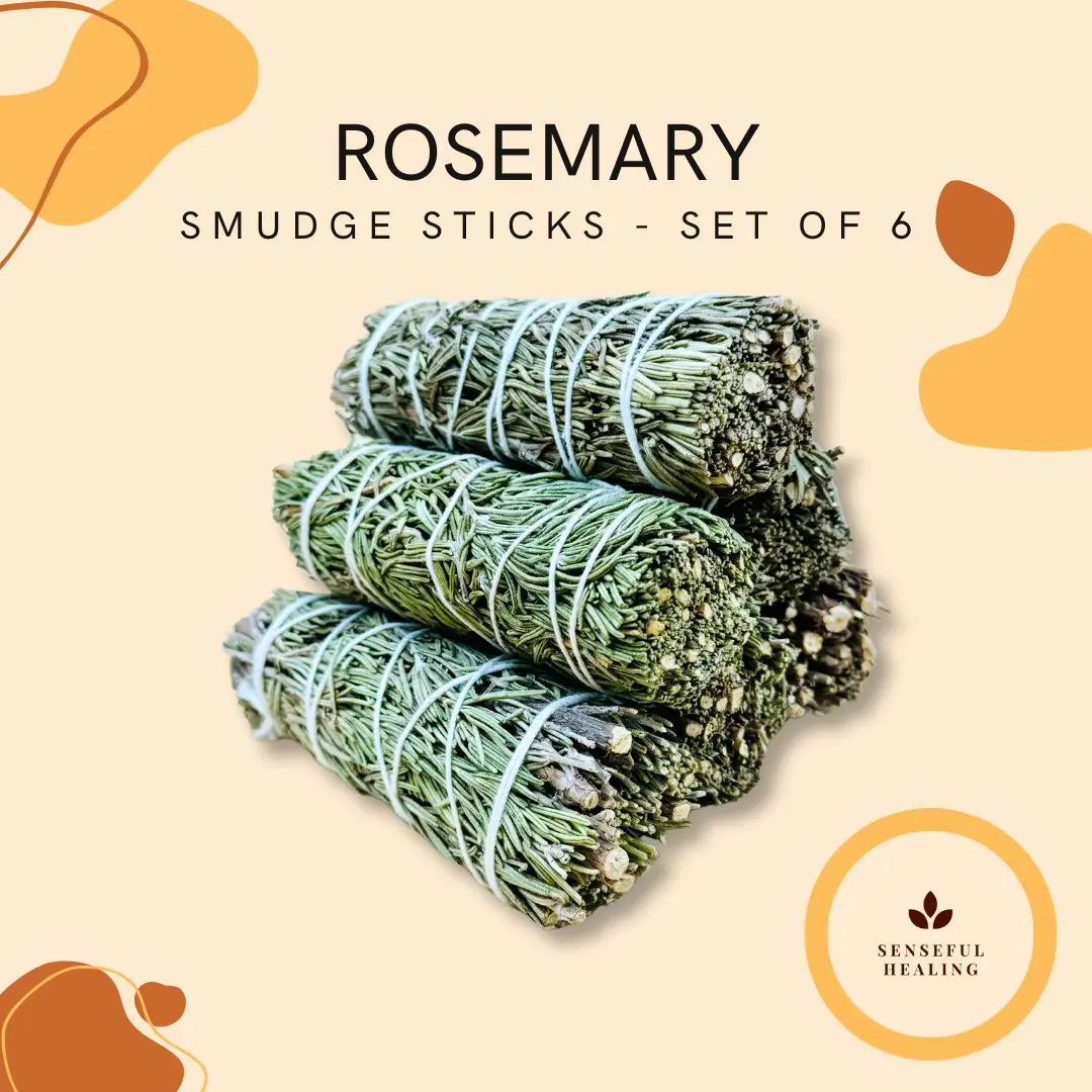 6-Set Rosemary Bundles with Free Smoke Cleansing Guide - Woody Aromatic Herbal Fragrance Home Fragrance Supply, Scented