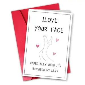Naughty Funny Anniversary Card for Him Her, Rude Valentine's Day Greeting Gift with Explicit Legs Line Art, Adult Humor for Boyfriend Husband Wife