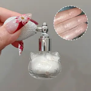 Cat Shape Shimmer Puff Highlighter Powder Spray, Loose Shimmer Powder High Gloss Makeup Mist for Body, Face, Hair Nail Clothes Long Lasting Glitter Hair Spray for Festival Party