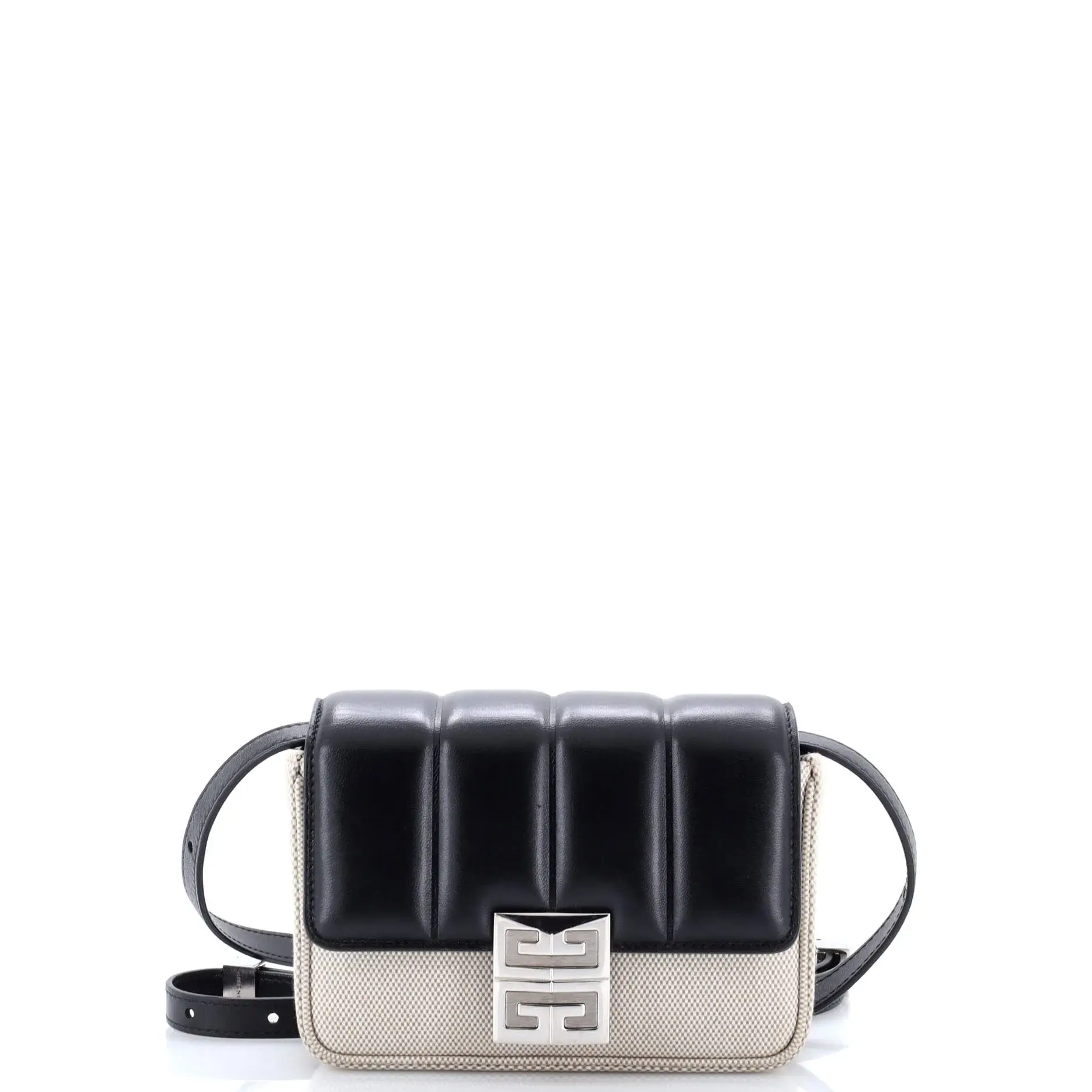 Pre-owned GIVENCHY Leather, Canvas Plain Shoulder Bags 4G Shoulder Bag Padded Leather and Canvas Small by Rebag