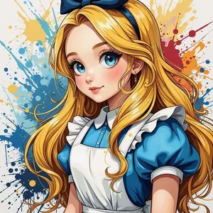 5D DIY Full Drill Round Diamond Painting - Diamond Art Kit with Golden Hair, Blue Dress, Colorful Background, Mosaic, Canvas - DIY Decorative Painting, Home Wall Art, Suitable for Halloween and Christmas, Birthday and Anniversary Gifts, Crafts