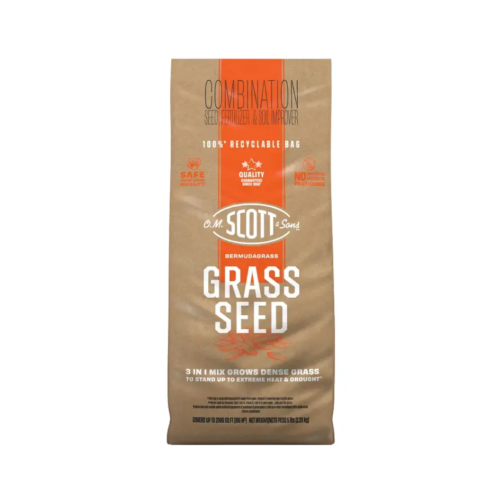 O.M. Scott & Sons Bermudagrass Grass Seed - 3-in-1 Mix for Southern Yards, Heat and Drought Resistant, 5 lbs.
