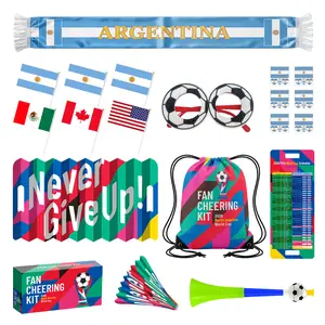 2026 FIFA World Cup Cheer Set Fan Kit for Support During Tournament Includes Essential Items for FanCheering Horn Small National Flag ，Multi-purpose Schedule .Storage Backpack .Scarf .Sunglasses  National Flag Tattoo Stickers.Cheer and Team Support