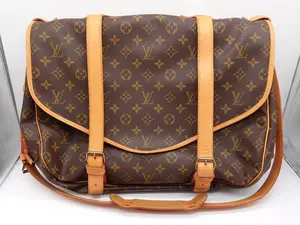 Pre-owned Louis Vuitton Coated Canvas Messenger Bags Vintage Monogram Saumur 43 Crossbody