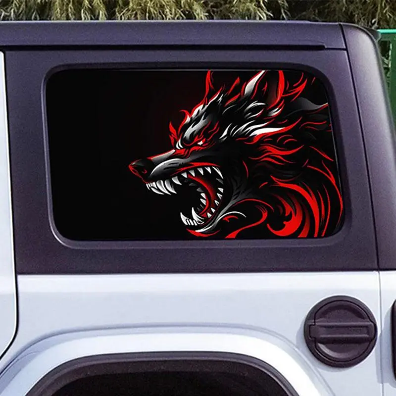 Cartoon Wolf Pattern Car Sticker, Car Decorative Sticker, Waterproof Self Adhesive Vinyl Car Decal, Truck Car Decal, Automotive Decoration, Car Exterior Decoration