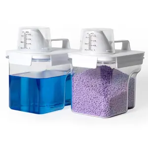 Laundry Detergent Container,2Pack -51oz Laundry Detergent Dispenser with 5 labels for Laundry Room, Laundry Scent Beads, Powder,Bleach,Soap,Fabric Softener Storage and Organization.