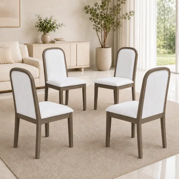 TREXM Vintage Style Dining Chair Set with 4 Upholstered Chairs for Dining Room and Living Room