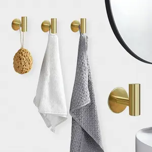 Set of 4pcs Rust-proof Heavy Duty Adhesive Hooks - Stainless Steel Wall Hanging Rack, Towel Hook Rack, Bathroom Kitchen and Bedroom Wall Mounted - No Drilling Requir