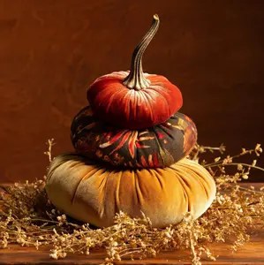 Stacked Velvet Pumpkins, Home Decor Centerpiece, Autumn holiday for table, Fall Wedding accent, Thanksgiving velvet decor, handmade