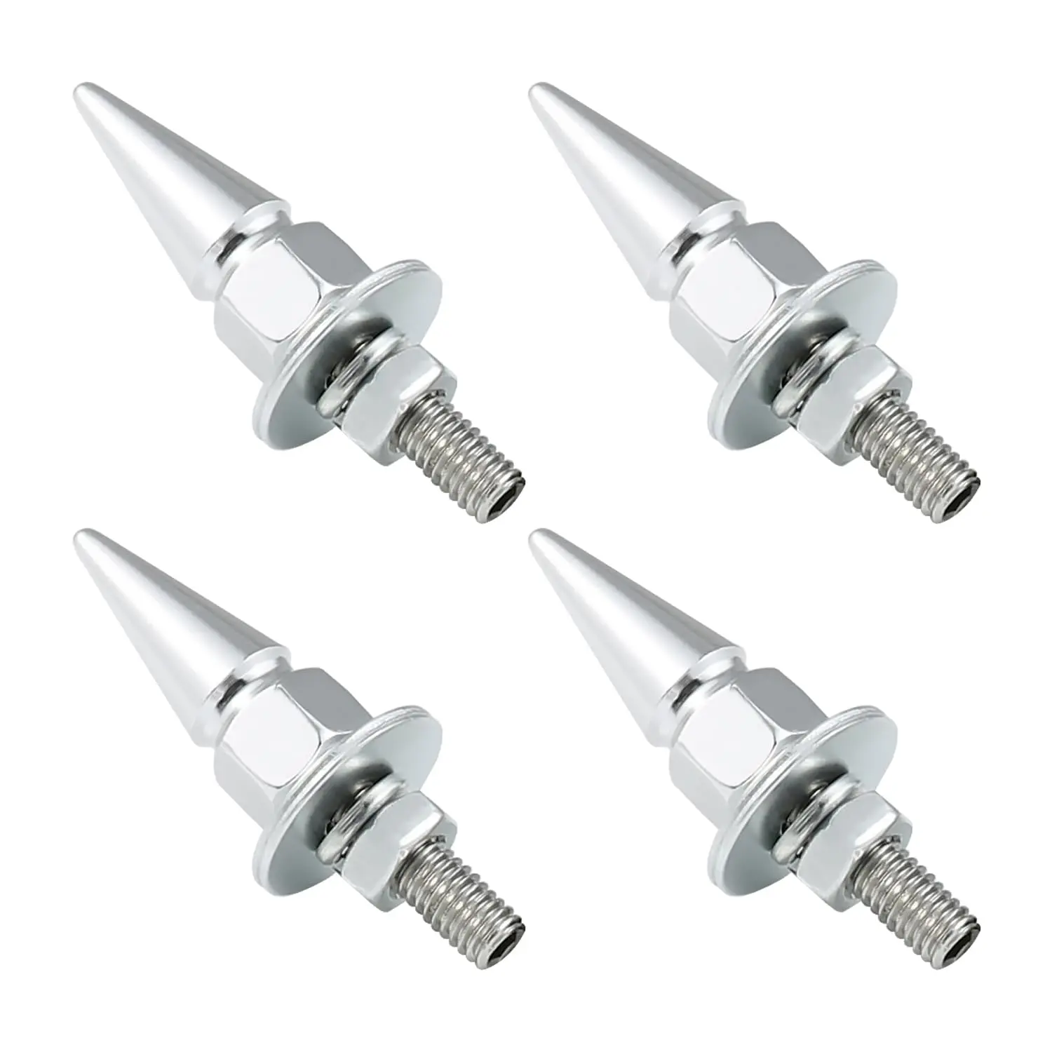 Spike License Plate Bolts 4PCS, Chrome JDM Style Anti-Theft Car Tag Screws, Universal Fit for Cars Trucks SUVs Motorcycles, Decorative Fasteners with Lock Nuts and Washers