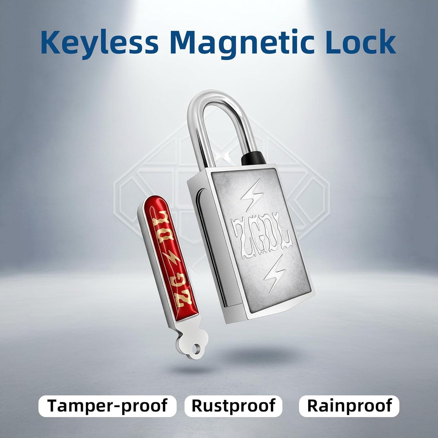 Keyless Hole Magnetic Padlock， 30mm Outdoor Weatherproof Lock， Waterproof Rust Proof Anti-Pry Combination Lock for Gates， Sheds， Toolbox， Fence， Cabinets & Storage