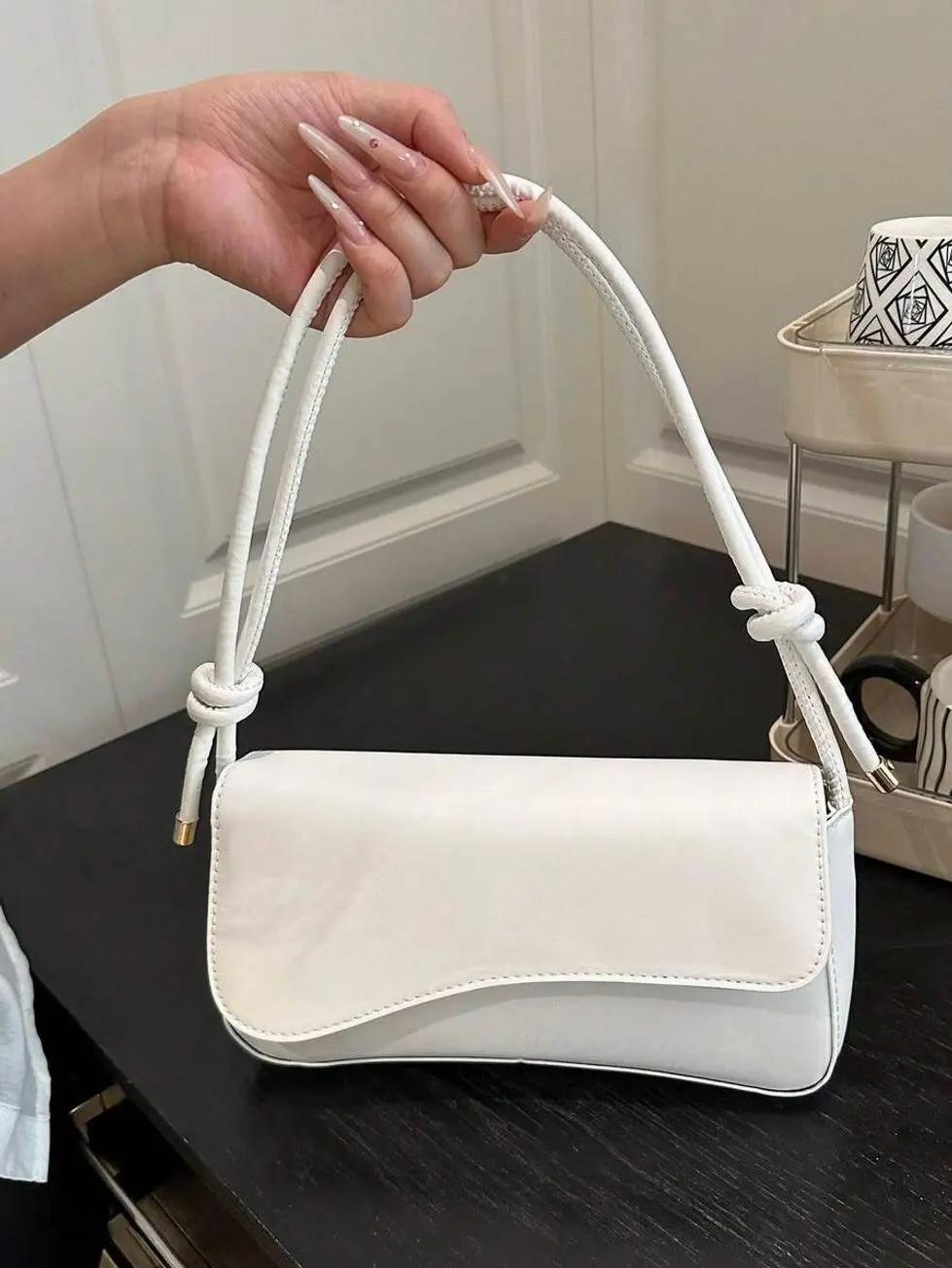 Women's Minimalist Asymmetrical Flap Shoulder Bag, Adjustable Strap, Chic Fashion Handbag for Shopping