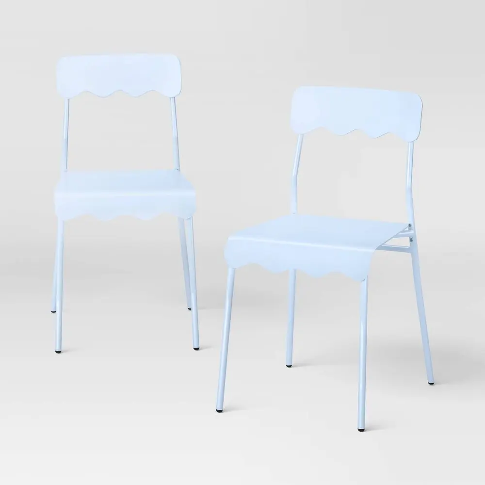 Set of 2 Wavy Metal Dining Chair Blue - Room Essentials Set of 2 Wavy Metal Dining Chair Blue - Room Essentials