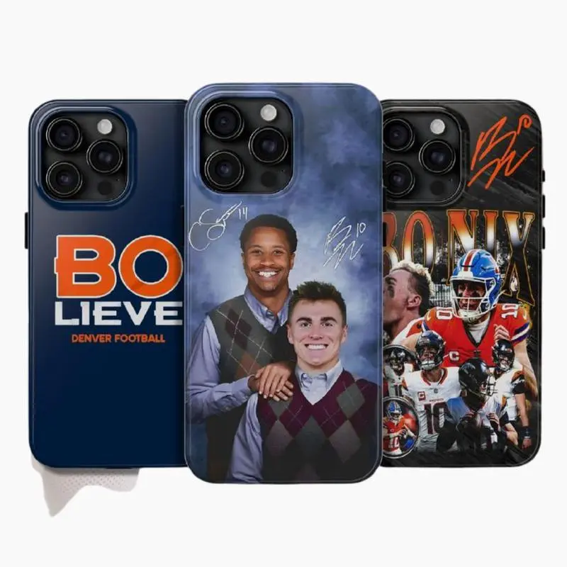 Futball B.0o Nixx Signature Phone Case, Bo.0 Nix and Courtland Sutton Step Brothers Football Two-In-One Drop-Resistant Mobile Phone Case Protection, Shockproof For IPhone 17-12, Pro Max, Pro Plus, and Samsung S25 24 23 Safety Case