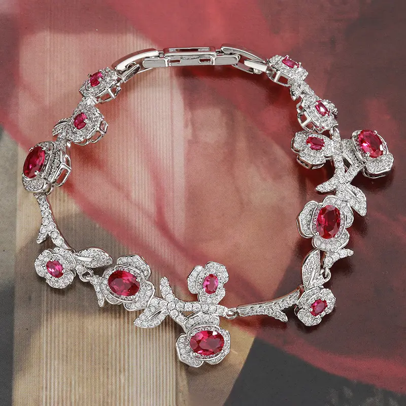 Vintage floral vine bracelet with rhinestone accents and an adjustable clasp