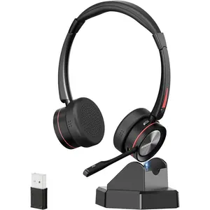 ENC  Headset with Microphone for PC/Mobile,  V5.2 Headset with Noise Cancelling Mic &  Charge Base for Office Work, for Calls Teams Zoom Webex Meeting, Telework