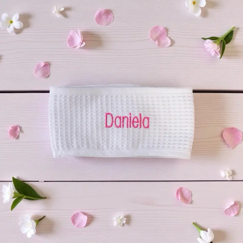 Personalized Spa Headband, Embroidered custom Waffle Weave Pack Of 12