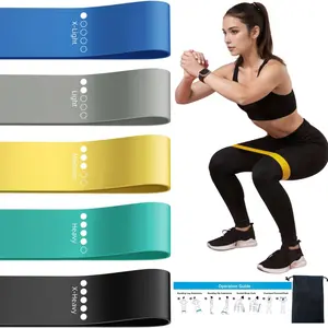 (5pcs Set) Resistance Loop Exercise Bands for Home Fitness, Yoga Pilates, Stretching, Strength Training, and Physical Therapy - Elastic Bands Set Workout Bands for Women & Men