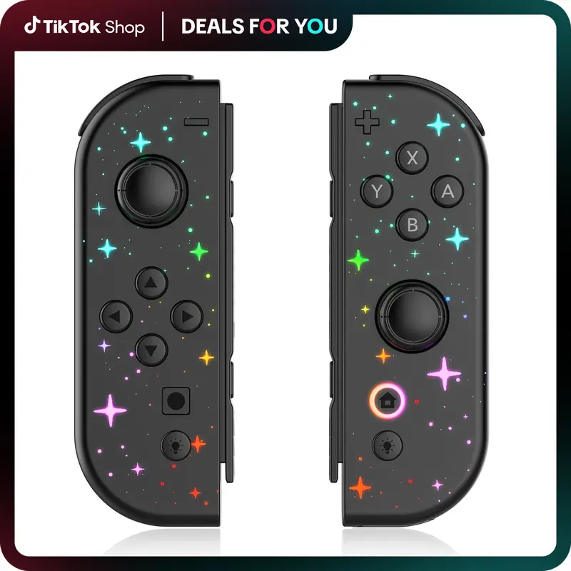 【Halloween】JORREP Game Controller (L/R) Switch Controller- Wireless Game Controller，Ergonomic Grip, Dual Vibration，Cool lights