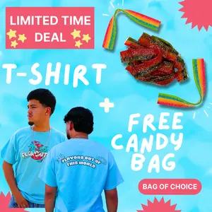 FLAVORITOS T-Shirt & Candy Bag Bundle Special - Casual Fitted Design for Everyday Wear