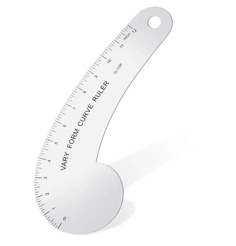 Curve Ruler Solid Aluminum French Hip Curve Ruler for Measuring Sewing Design Making artists, students, designers, pattern makers or graphic designers