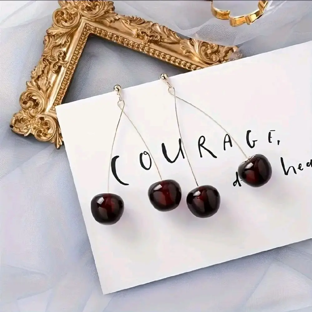 Fashion Double Cherry Dangle Earrings - Drop Style Jewelry with Unique Cherry Design for Fashion Enthusiasts