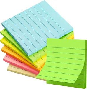 Lined Sticky Notes 3x3, 6 Pads, 45 Sheet/Pads, Pastel Colors, Sticky Notes with Lines