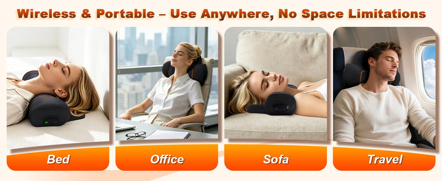 3-in-1 Multi-Function Rechargeable Remote-Controlled Heated Memory Foam Neck Traction Pillow - 2500mAh, Vibration Massage, Airbag Traction for Pain Relief, Travel Comfort, Neck Support (Personal Care Massage Device)