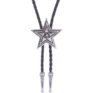 SQ-NKL032 Bolo Ties for Men Women Western Cowboy Tie Mens Western Necklace Leather Necktie Gold Bolero Tie Cowboy Necklace