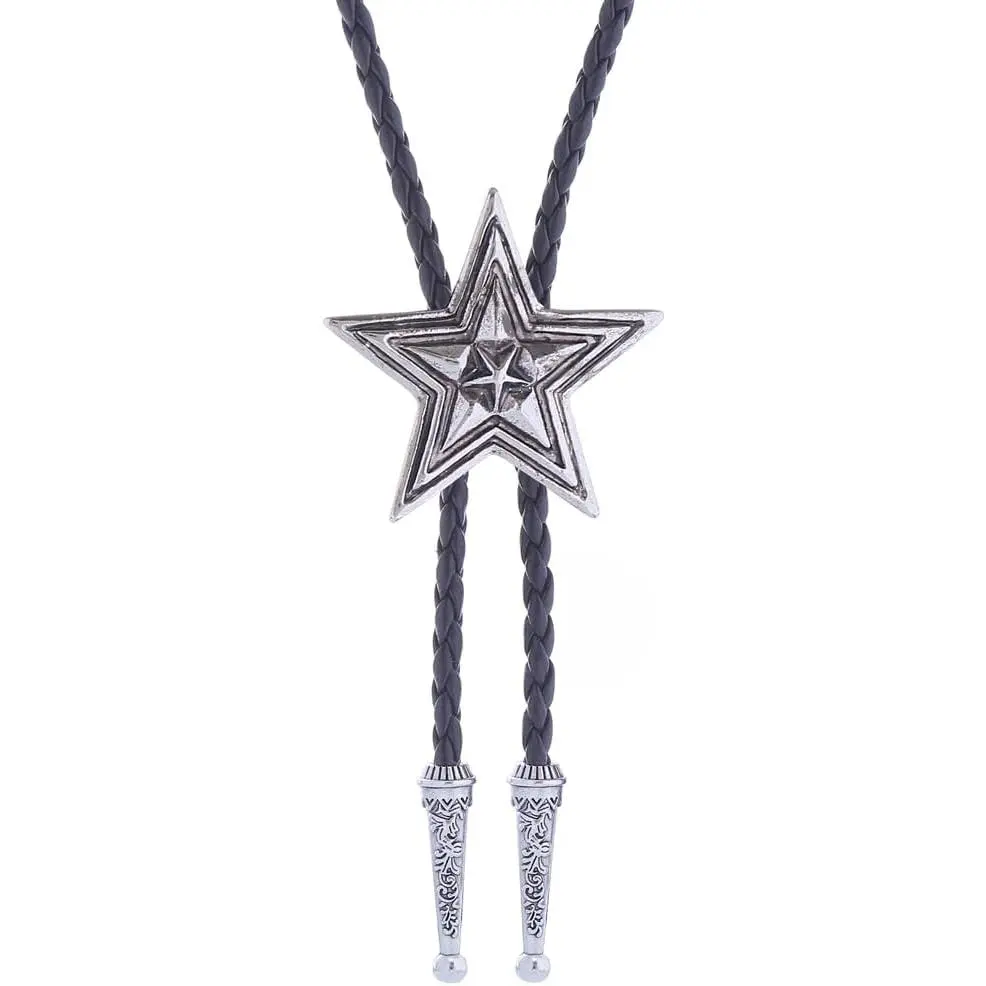 SQ-NKL032 Bolo Ties for Men Women Western Cowboy Tie Mens Western Necklace Leather Necktie Gold Bolero Tie Cowboy Necklace