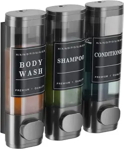 Shampoo and Conditioner Dispenser,Unisense Shower Soap Dispenser Transparent 2,3 Chamber No Drill Wall-Mounted Shampoo Dispenser for Shower Luxury Wall Mounted Shower Dispenser for Bathroom Hotel Large Capacity