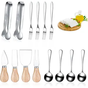 14 count Cheese Spreader  Set for Charcuterie Board Charcuterie Accessories Utensils Butter  Small Serving Spoons  Tongs and Forks for Christmas Birthday( Handle)