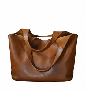 2026 New Style Brown Soft Leather Large-Capacity Tote Bag Light Luxury, Niche and High-End Women's Bag Can Hold a Tablet, Suitable for Shopping, Styling Matching and Commuting
