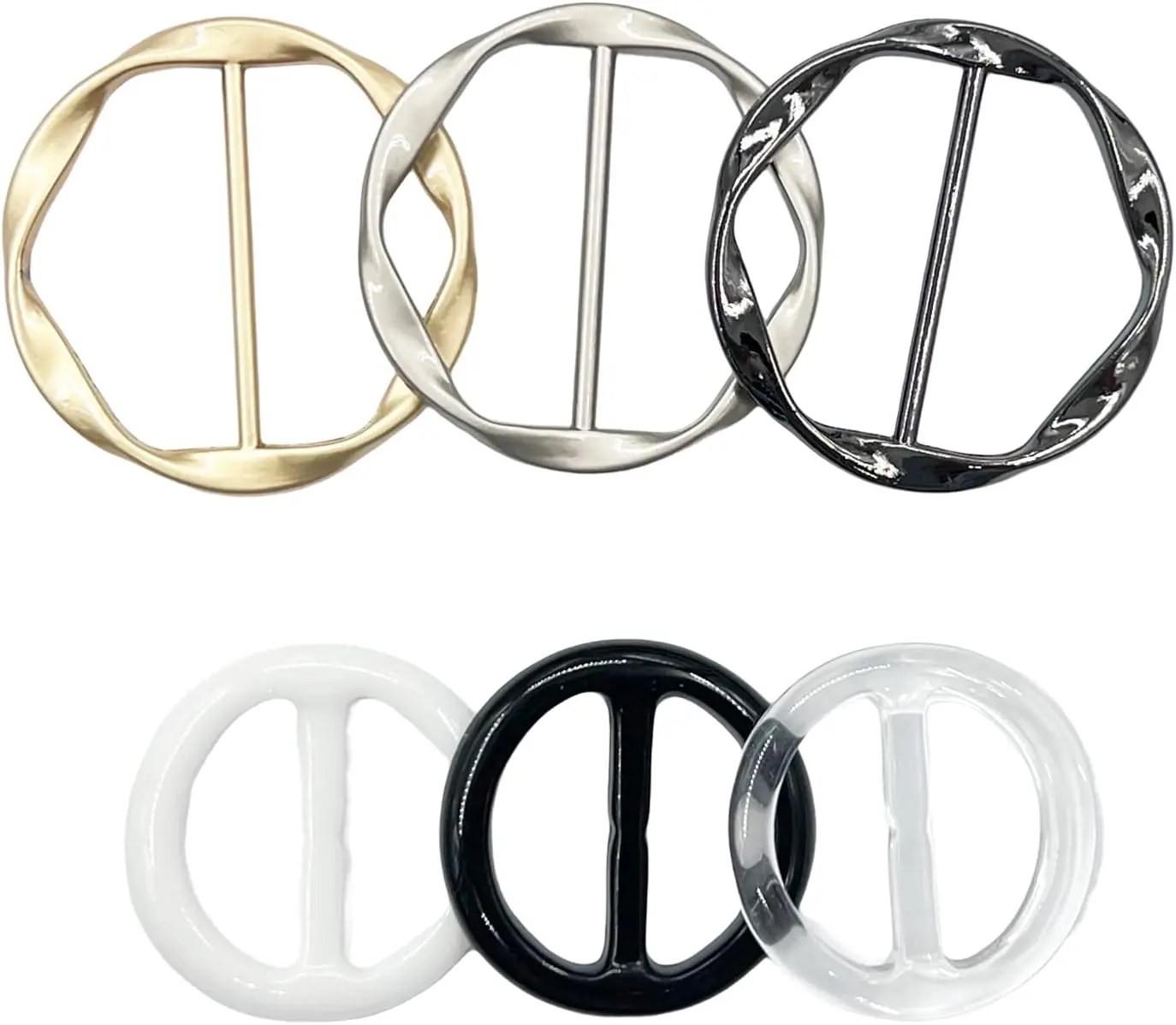 6 count Scarf Ring and Slides for Scarves T Shirt Tie Clips for Women Shirt  Cincher Clips Tightener for Loose Tshirt Clothes Scarf Buckle