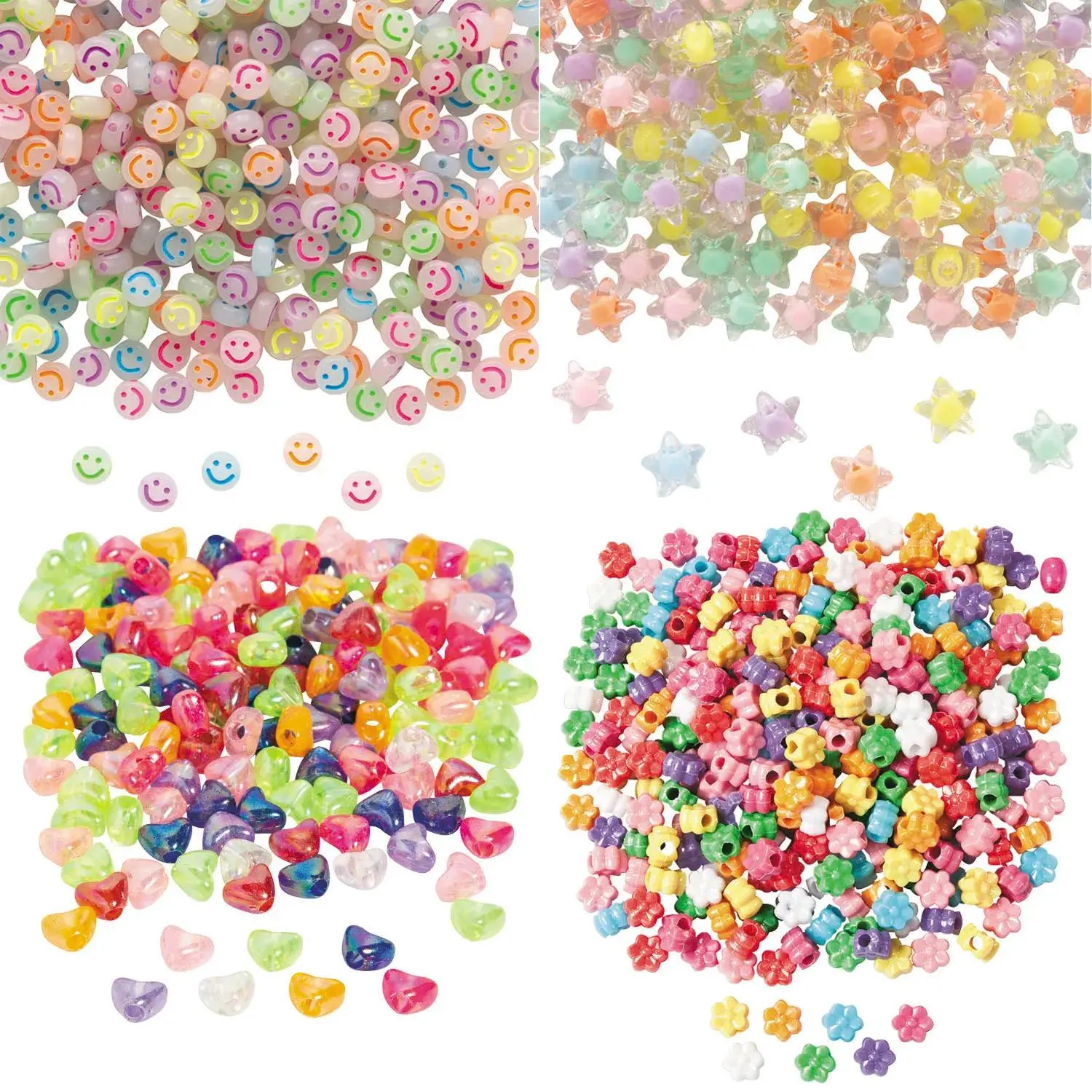 Fun Express Brightly Colored Shaped Plastic Bead Assortment, Bulk 1800 Pieces