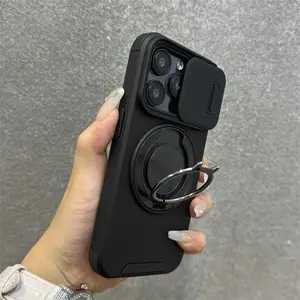 Heavy-Duty Shockproof Protection Phone Case, 360° Rotating Metal Magnetic Ring, Multi-Function Stand, Compatible with iPhone 17/16/15/14/13 Pro Max  protective cover