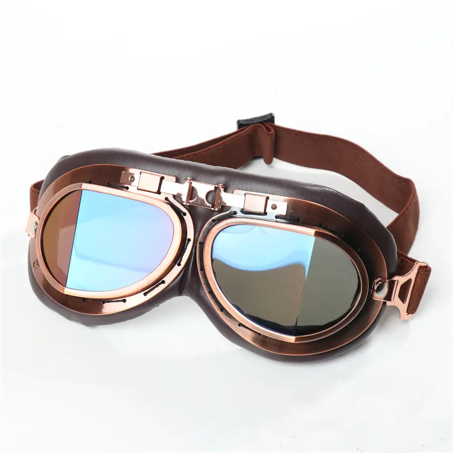 Retro Silver Frame Bronze Windproof Goggles - Foldable Harley Windproof Outdoor Eyewear, Non-Prescription Glasses, Goggles Non-Prescription Glasses