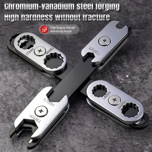 2-piece set: 360° adjustable 8-in-1 wrench; portable rotating double-ended ratcheting wrench; multifunctional automotive repair tools