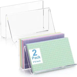 2 Pack Clear Acrylic 3x5 Index Card Display Holder Stand 200 Capacity Business Name Card Organizer Postcard Display for Study Supplies No Cards Included